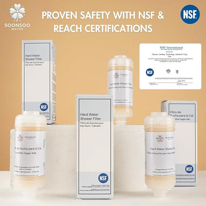 NSF Certified Hard Water Shower Filter - Removes Chlorine, Limescale & Impurities - For Soft Skin & Hair
