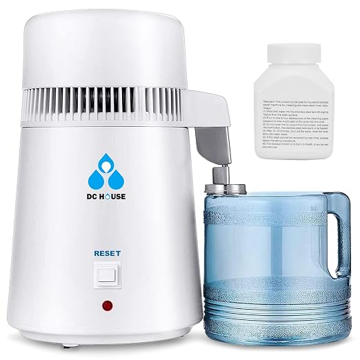 DC HOUSE 1 Gallon Water Distiller Machine, 750W Distilling Pure Water for Home Countertop Table Desktop, 4L Distilled Water Making Machine to Make Clean Water for Home