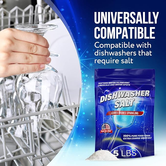 IMPRESA Coarse-Grain Dishwasher Salt - 80 Oz 100% Pure Formula & Softener Salt - Compatible With Miele, Bosch & Whirlpool Models & Dishwasher Water Softener