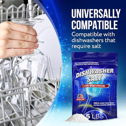IMPRESA Coarse-Grain Dishwasher Salt - 80 Oz 100% Pure Formula & Softener Salt - Compatible With Miele, Bosch & Whirlpool Models & Dishwasher Water Softener