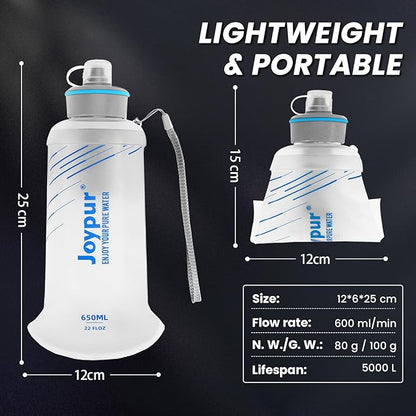 Water Filter Survival - Collapsible Water Bottle with Filter 0.01 Micron Squeeze Filtered Water Bottle 22oz for Hiking Backpacking Camping BPA-Free(White 650ml)