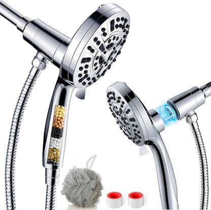 Filtered Shower Heads With Handheld Spray Combo,High Pressure 10 Spray Modes Rainfall Shower Wand,Flow Switch,Magnetic System,Detachable Shower Head With 62''Hose (Chrome)