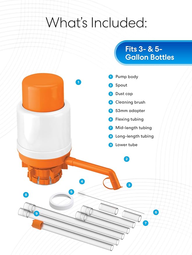 Brio Universal Manual Drinking Water Pump (Orange)