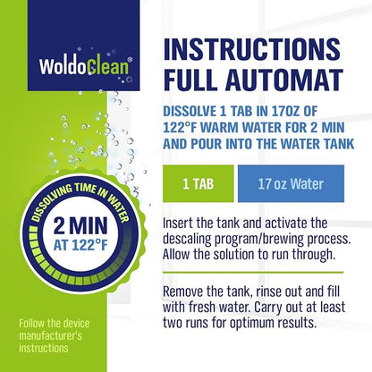 WoldoClean XL Coffee Maker Cleaner & Descaler Tablets - 40 Heavy Duty 16g Tabs, Limescale Remover compatible with Keurig K-Cup, Nespresso Vertuo & Ninja