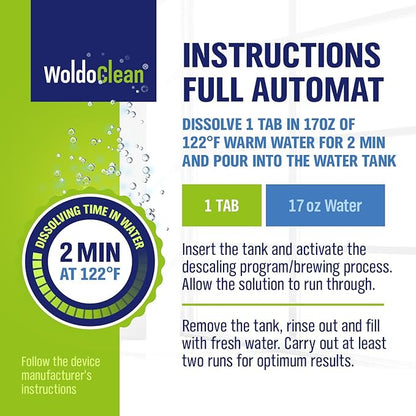 WoldoClean Coffee Machine Cleaner & Descaler Tablets (15 Count) - Universal Descaling Tabs Compatible with Nespresso, Keurig, Ninja, Breville & Drip Coffee Makers, Removes Limescale & Mineral Buildup