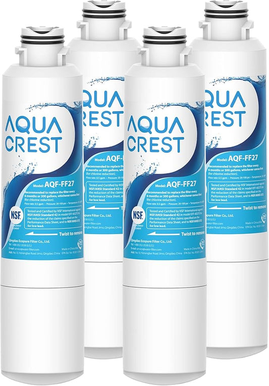 AQUA CREST DA29-00020B Replacement for Samsung® HAF-CIN/EXP, DA29-00020B-1, RF28HMEDBSR, RF263BEAESR, RF4287HARS, HAF-CIN, DA97-08006A-1, RF28K9380SR, RF28HFEDTSR, Refrigerator Water Filter, 4 Filters