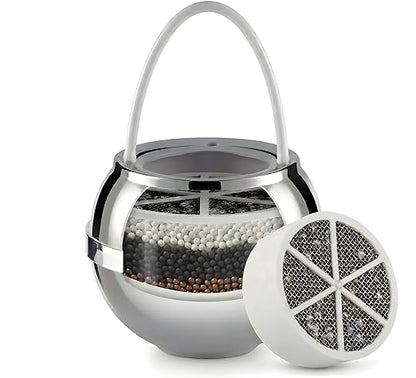 Crystal Quest Bath Ball Filter for Tub Faucet, Bathtub Water Filter, BPA-Free Bathtub Filter, Removes Chlorine, Lead & Impurities, Improves Skin, Hair & Nails, with Extra Cartridge - Chrome