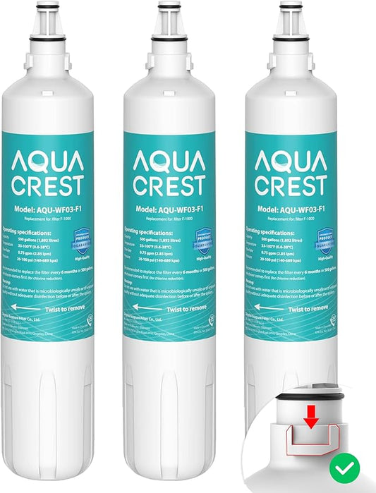 AQUA CREST F-1000 Water Filter, Replacement for InSinkErator® F-1000, F-2000, F-3000, AquaPure AP Easy C-Complete, 500 Gallons, NSF/ANSI 42, 3 Pack