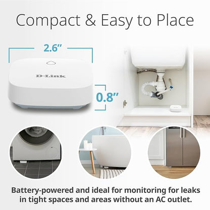 D-Link Add-on Remote Battery-Powered Water Leak Sensing Pod, Long-Range, Compatible Only with SW-A11KT 3-Pack (SW-A2/3)