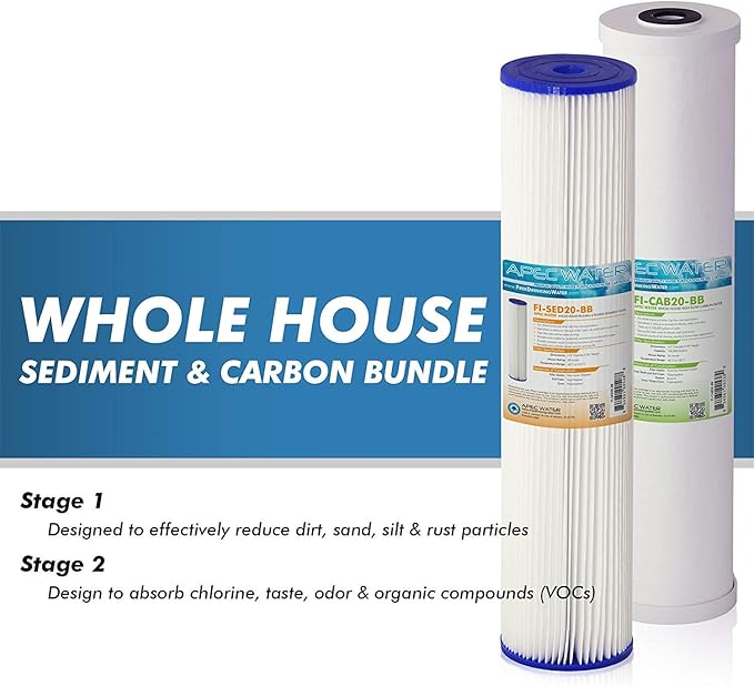 APEC 2-Stage Whole House Water Filter System with Sediment and Carbon Filters (CB2-SED-CAB20-BB)