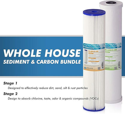 APEC 2-Stage Whole House Water Filter System with Sediment and Carbon Filters (CB2-SED-CAB20-BB)