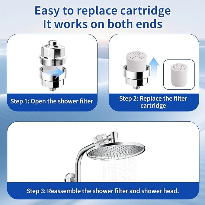 4pcs 30 Stage High Output Shower Filter Cartridge Replacement, Universal Hard Water Filter Cartridge for Shower Head with Enhanced Filtration