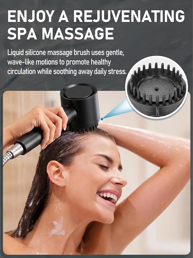 Cobbe Filtered Shower Head with Handheld, High Pressure 4+1 Spray Mode Showerhead with Filters, Built-in Power Wash for Hard Water, Black