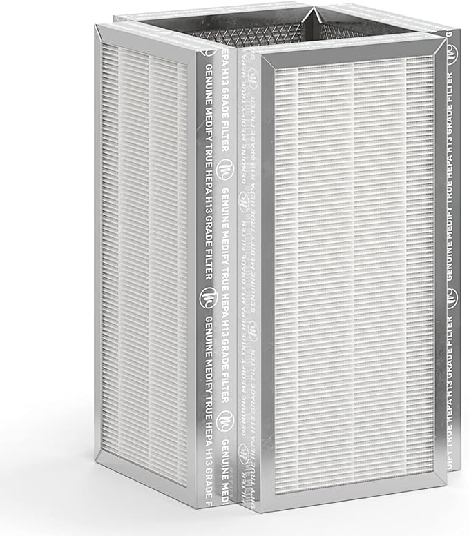 Medify MA-50 Genuine Replacement Filter for Allergens, Smoke, Wildfires, Dust, Odors, Pollen, Pet Dander | 3 in 1 with Pre-filter, True HEPA H13 and Activated Carbon for 99.9% Removal | 2-Pack