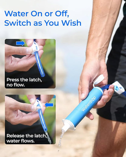 Waterdrop Gravity Water Bag for Camping, Travel, Backpacking, Hiking and Emergency, Compatible with Water Filter Straw, Flex Foldable, 1.5 Gal Bag