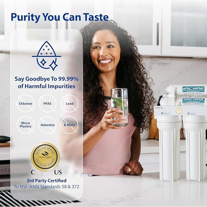 APEC Water Systems ROES-50 Essence Series Top Tier 5-Stage WQA Certified Ultra Safe Reverse Osmosis Drinking Water Filter System with Extra High Capacity Pre-Filter Set Stage 1-3