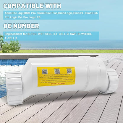 T-3 Salt Cell Replacement Compatible with Hayward AquaRite, AquaTrol, Pro Logic, Fit for W3T-Cell-3 BL1T3H, Up to 15K Gallon Turbo Chlorine Generator