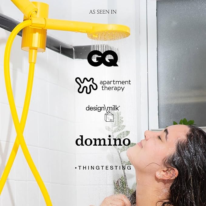 Sproos! - Handheld Showerhead with Filter Set, High Performance Filtration System for Healthier Hair and Skin, Extra Long 70 Inch Hose, 3 Customized Spray Functions, Yellow