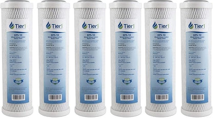 Tier1 5 Micron 10 x 2.5 Water Filter | Whole House Carbon Block Filter Replacement Cartridge | Compatible with Pentek EP-10, 42-34373, 155531-43, CB-25-1005, MAXETW-975 | 2.5 x 10 Water Filter (6pk)
