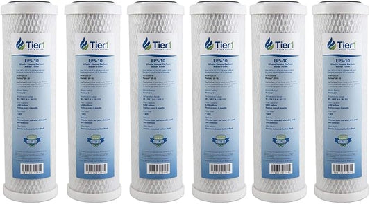 Tier1 5 Micron 10 x 2.5 Water Filter | Whole House Carbon Block Filter Replacement Cartridge | Compatible with Pentek EP-10, 42-34373, 155531-43, CB-25-1005, MAXETW-975 | 2.5 x 10 Water Filter (6pk)