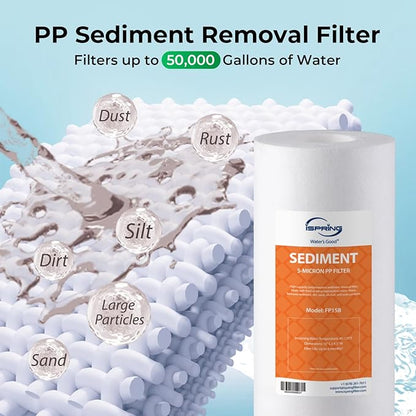iSpring F2WGB21B Whole House 4.5"x10" Water Filtration High Capacity Sediment and CTO Carbon Block Water Filter Replacement Cartridge Pack Set, Model: WGB21B