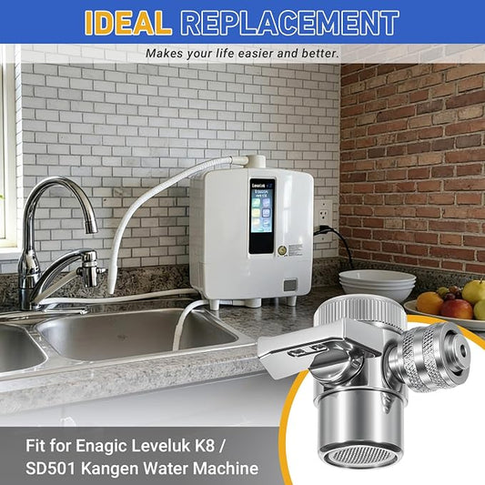 Metal Diverter Adapter Set, Fit For Enagic Kangen Water Machine Leveluk K8 SD501 - Water Filter Faucet Diverter with Adaptor-T, Adaptor-S