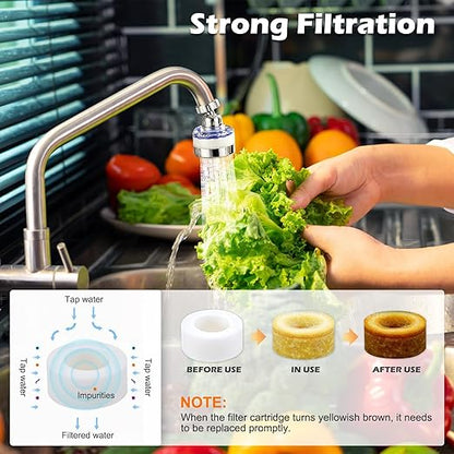 8 Pcs Sink Water Filter Faucet Set, 360 ° Rotating Bathroom Sink Filter, Kitchen Sink Faucet Water Filter Removes Chlorine Fluoride Hard Water Faucet Extender for Home Kitchen & Bathroom