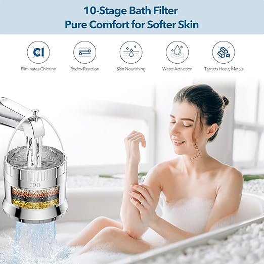 Bath Filter for Tub 2500 Gallon Bathtub Water Filter, Upgraded Large Opening Design (15L/Min) Universal Fit for Bathtub Faucet, Hard Water Softener Removes Chlorine Sensitive Skin Dry Hair Friendly