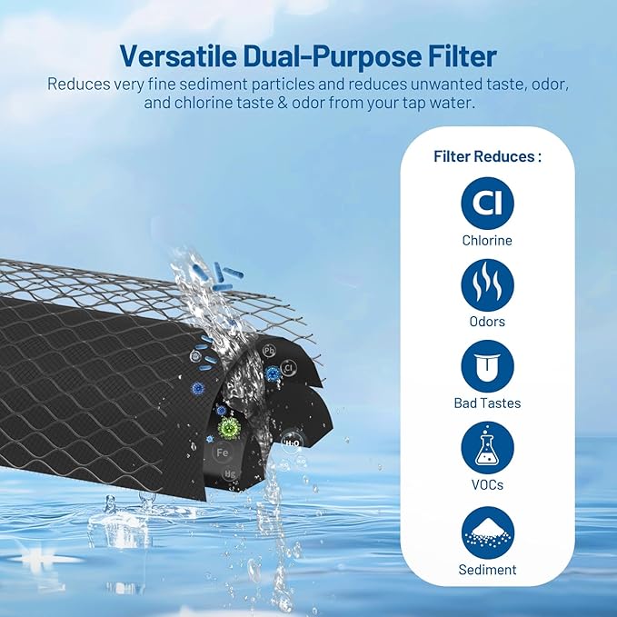 5 Micron 10" x 2.5" Whole House CTO Carbon Block Water Filter Cartridge Replacement for AO-WH-PRE-RCP2, FXWTC, W5CIP, SCWH-5, WFPFC8002, WFPFC9001, WHKF-WHWC, 3WH-STDCW-F02, CB-25-1005 (Pack of 4)
