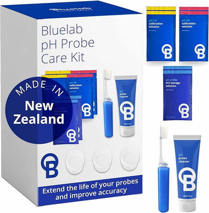 Bluelab CAREKITPH pH Probe Care Kit with Calibration Solution, Storage Solution, and Brush, used for pH Pen, Meter, Monitor, Controller and Tools for Hydroponic System and Indoor Plant Grow