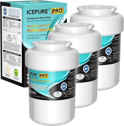 ICEPURE PRO RWF0600AH NSF/ANSI 401 NSF/ANSI 53 Certified Replacement For GE MWF Refrigerator Water Filter, MWFINT, MWFA, HDX FMG-1, GSE25GSHECSS, 46-9991, GSH25JSDDSS, GSHS6LGBBHSS, PC75009, 3PACK