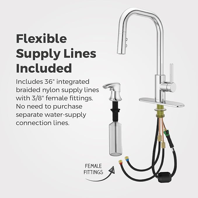 Pfister Zanna Kitchen Faucet with Pull Down Sprayer and Soap Dispenser, Single Handle, High Arc, NSF Certified, Polished Chrome Finish, F5297ZNRC