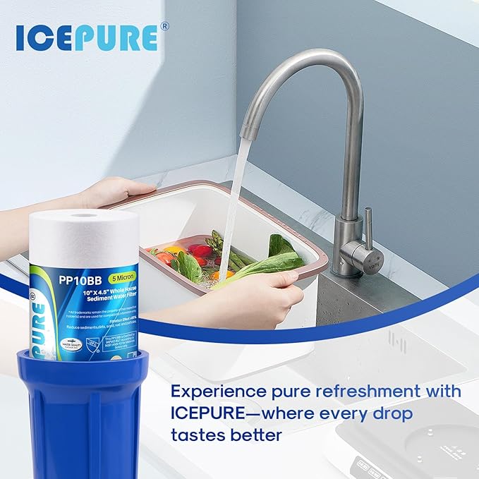 ICEPURE Whole House Sediment Water Filter 5 Micron 10" x 4.5" Compatible with Culligan RFC-BBSA, W15-PR, HD-950, WFHD13001B, GXWH35F, GXWH30C, 3M Aqua-Pure AP817, Whirlpool WHKF-GD25BB, PP10BB 2PACK