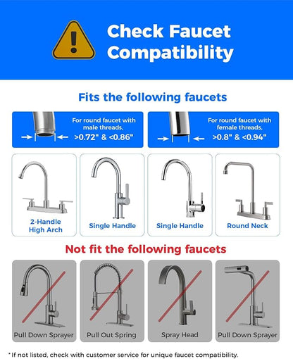 Waterdrop FC-02 Alkaline Water Filter for Sink Faucet with 4 Filters | Reduces Chlorine, Filter Life Reminder, Tap Water Filter for Kitchen Sink, NSF Certified Easy Installation, 1 Year