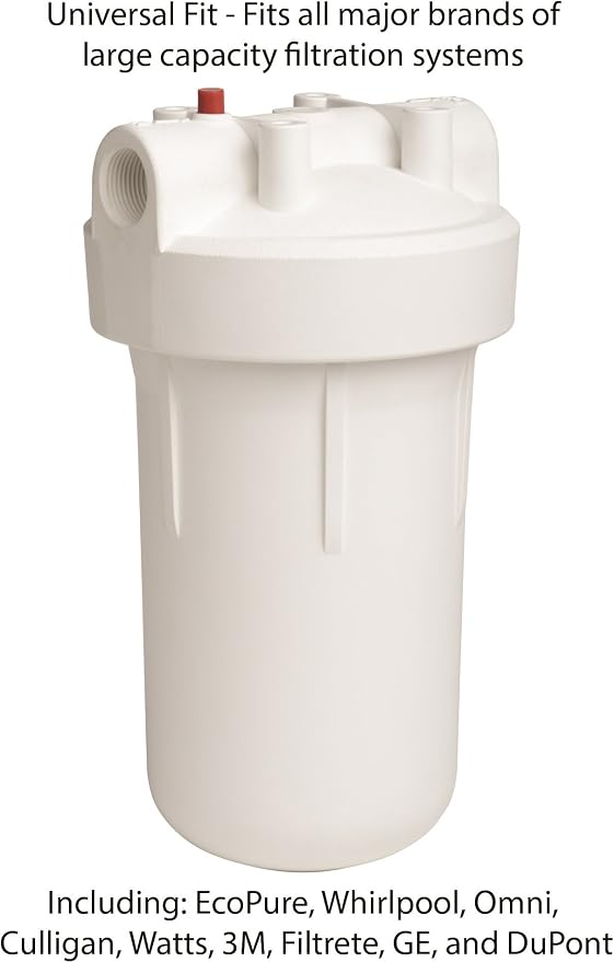 EcoPure EPW4C Carbon Block Whole Home Replacement Water Filter-Universal Fits Most Major Brand Systems, 1 Count (Pack of 4), Gray/White