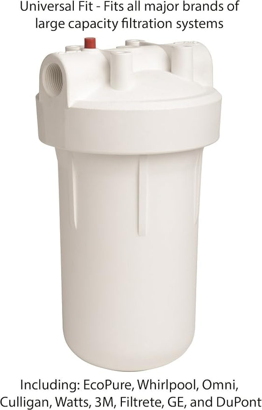 EcoPure EPW4C Carbon Block Whole Home Replacement Water Filter-Universal Fits Most Major Brand Systems, 1 Count (Pack of 4), Gray/White