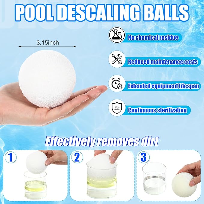 Solar Pool Ionizer & Cleaner: Automatic Floating Water Purifier with Upgraded Copper Ionizer & 4 Scum Absorber Balls, Treats Up to 45, 000 Gallons for Above/In-Ground Pools & Spas