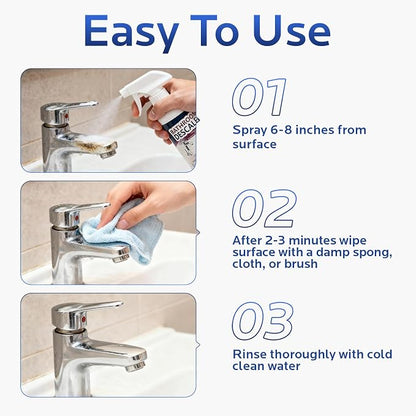 Bathroom Descaler Foam Cleaner for Hard Water Stains - Powerful Foaming Spray for Shower Toilet Sink Tile Cleaning, Limescale Buildup Remover All-Purpose Bathroom Cleaner (10.1 Fl Oz)