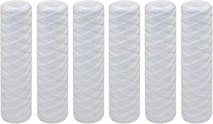 Tier1 20 Micron 10 x 2.5 Water Filter | String Wound Polypropylene Whole House Sediment Water Filter Cartridge | Replacement for Hyrdonix SWC-25-1020 | 2.5 x 10 Water Filter (6-Pack)