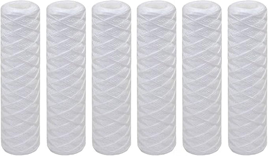 Tier1 20 Micron 10 x 2.5 Water Filter | String Wound Polypropylene Whole House Sediment Water Filter Cartridge | Replacement for Hyrdonix SWC-25-1020 | 2.5 x 10 Water Filter (6-Pack)