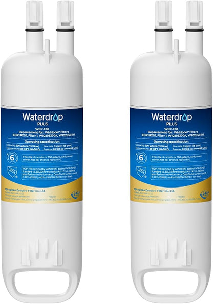 Waterdrop W10295370A Refrigerator Water Filter, 2 Pack | NSF401, Replacement for Filter 1, EDR1RXD1, EDR1RXD1B, P8RFWB2L, 46-9930, WDP-F38