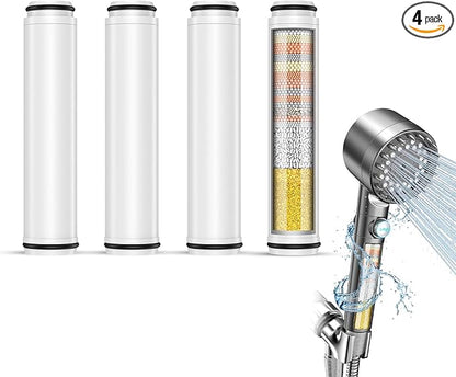 4 Pack Shower Filter Compatible with FEELSO Shower Head Filter Replacement, 15 Stage Filter Replacement Cartridge,Remove Chlorine and Harmful Substances，Reduces Dry Itchy Skin and Hair