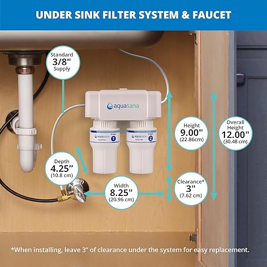 Aquasana Under Sink Water Filter | 2-Stage Filtration | Reduces up to 99.99% of PFAS, Lead, Chlorine, Cysts, & More | Under Counter Drinking Water Filter | Oil-Rubbed Bronze Faucet | AQ-6200-ORB
