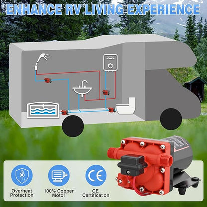 Nilight RV Water Pump, 12v Water Pump 3.0 GPM 55 PSI with Pressure Switch and Strainer Heavy Duty Diaphragm Pump 12 Volt DC Upgrade Self-Priming Low Noice for RV Camper Marine Yacht Caravan Trailer