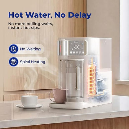 Countertop Reverse Osmosis System with Hot & Cold Water, Large Capacity, 6-Stage RO Filter with Mineralization, 3:1 Pure to Drain, TDS, Autofill Pitcher, Child Lock
