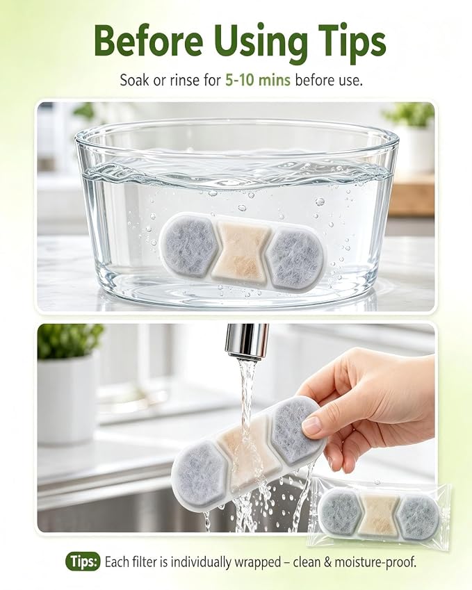 12 Pack Dog Water Fountain Filters Replacement Compatible with Zuqqony DYSJ01 12L MAILOFY WF120 WF160 FIYOVA Stainless Steel Automatic Pet Dispenser, 5-Layer Water Softener Carbon Filter, 6-Month Set