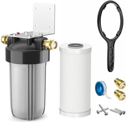 4-Stage Whole House Salt-Free Water Softener Alternative, Scale Prevention Water Filter with 3/4" Metal Ports, Compact 25K Gallons Capacity for Chlorine, Iron, Manganese, Sediment, Taste & Odor