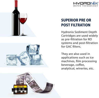 Hydronix SDC-25-1005 DI, RO Reverse Osmosis, Whole House Sediment Water Filter 2.5" X 10" - 5 Micron, 20 Pack