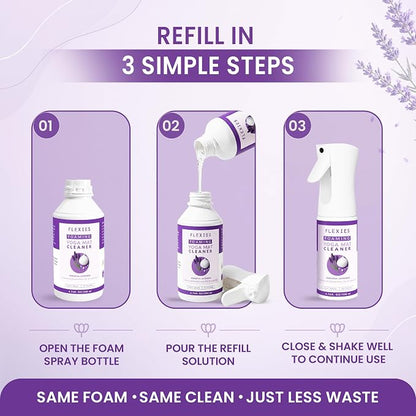 Flexies Foaming Yoga Mat Cleaner Refill Pack | Plant-Based Foaming Spray | Deep Cleans Yoga and Pilates Mats, 6.76 fl oz, Lavender
