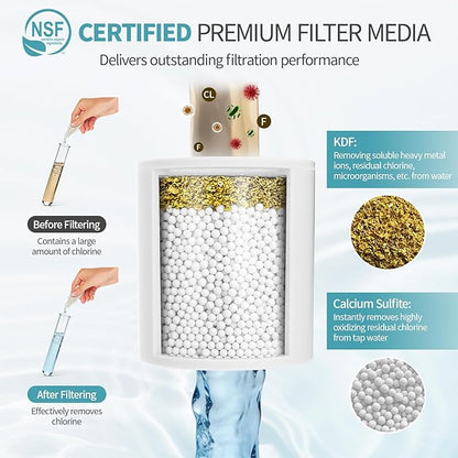 SR SUN RISE 2-IN-1 Filtered Shower Head & Shower Filter with 20-Stage Cartridge – High Pressure Shower Head & Hard Water Softener, Removes Chlorine for Healthier Skin and Hair（ 3 Inch, Chrome, NSF）